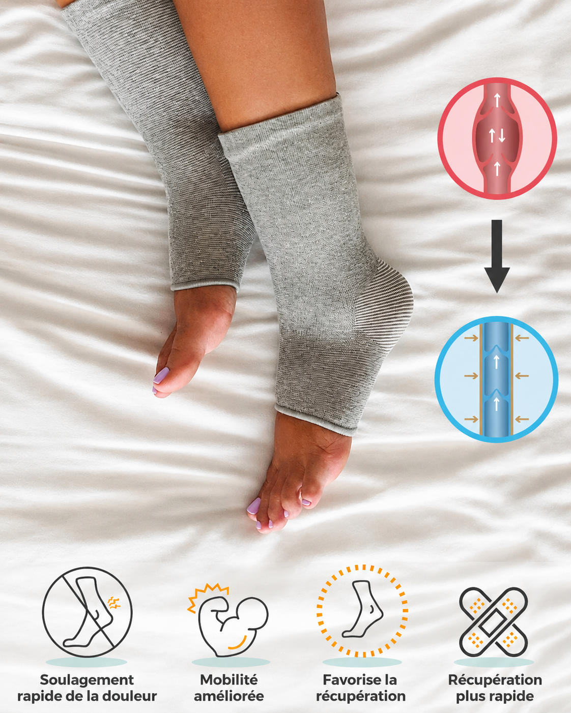 Chevillères de compression portées au repos